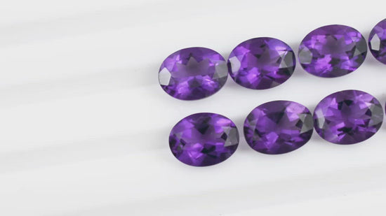 Load and play video in Gallery viewer, oval cut amethyst loose gemstone 
