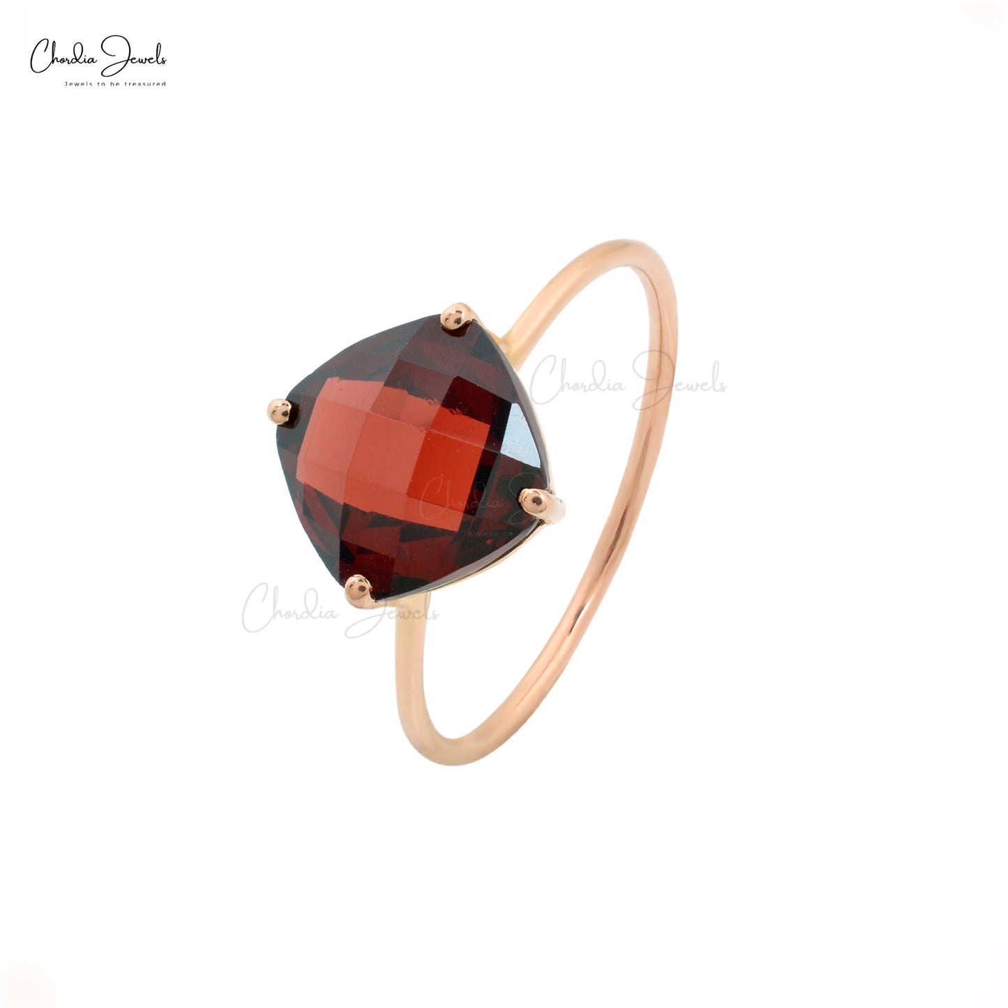 AAA Quality 8mm Cushion Cut Gemstone Ring in14k Rose Gold