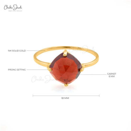 Natural Garnet Ring in 14k Solid Yellow Gold
