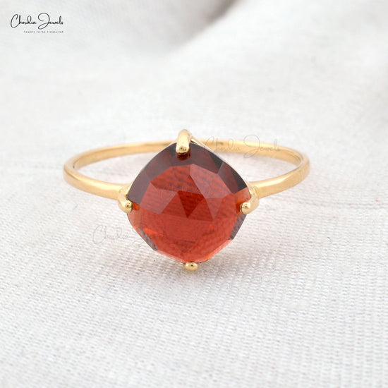 Natural Garnet Ring in 14k Solid Yellow Gold