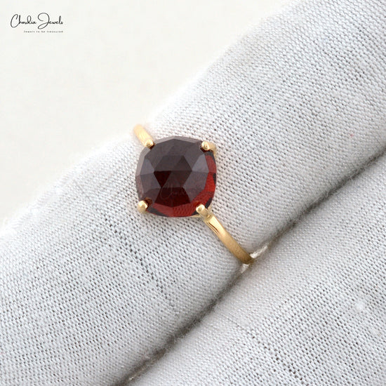 Natural Garnet Ring in 14k Solid Yellow Gold