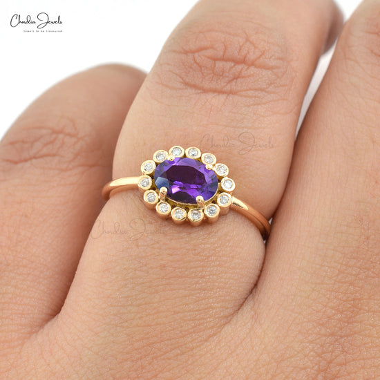 Amethyst Halo Ring