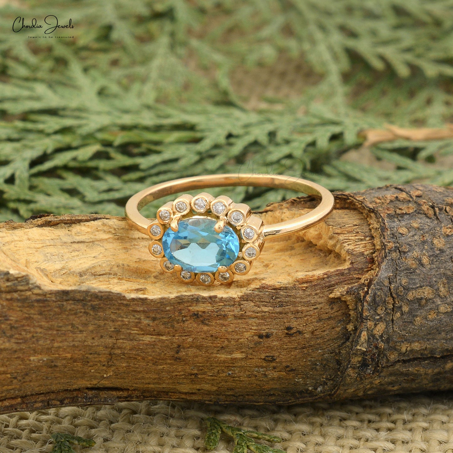Blue Topaz Peridot Rings in 14K Gold | JewelsForMe