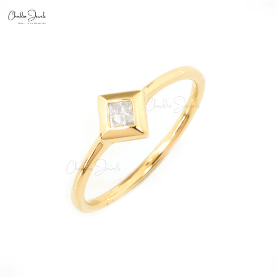 2mm Round Cut Diamond Ring in 14K Solid Gold, 0.03 Carat F-G White Dia