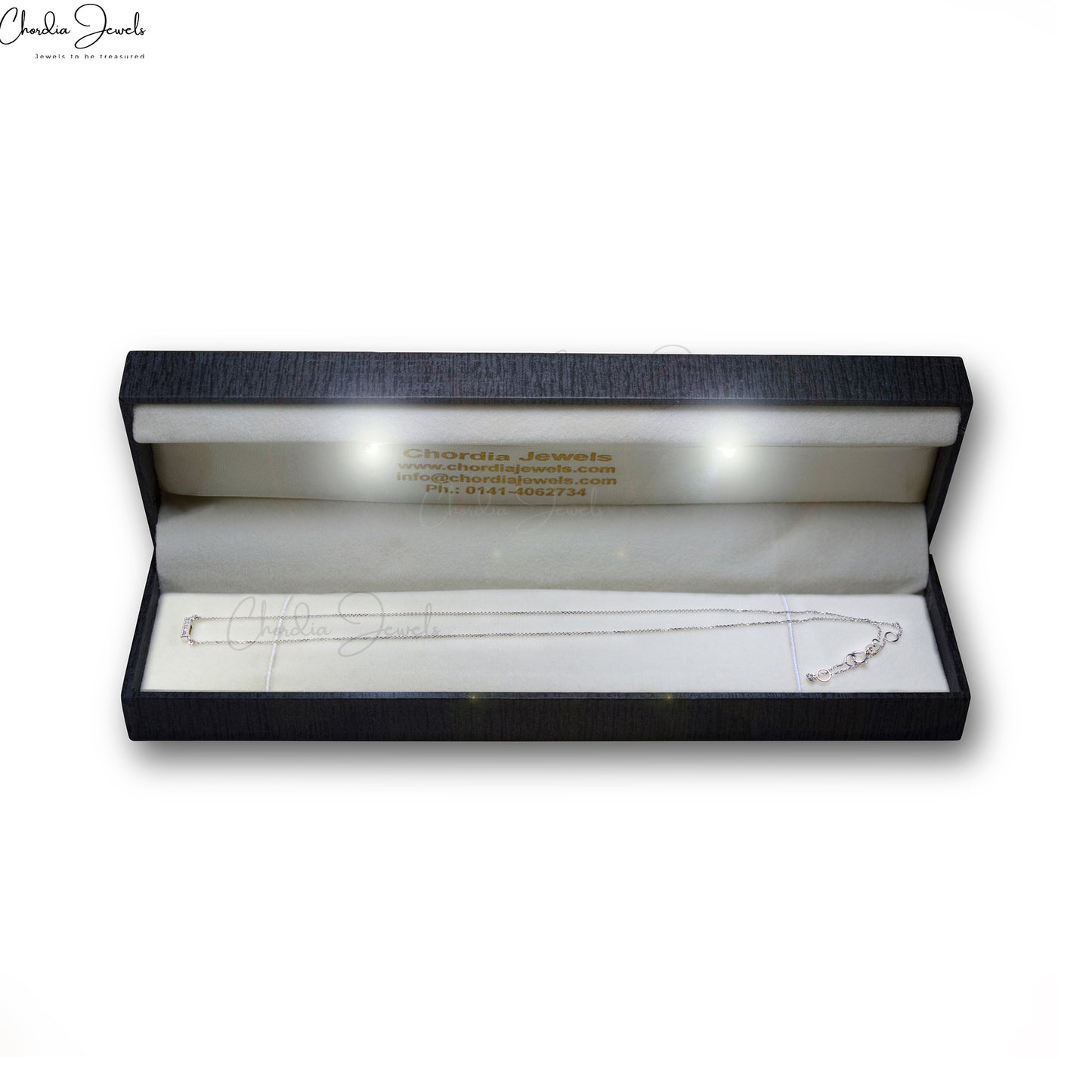 Diamond Dainty Necklace in 14K Solid White Gold For Valentine Gift