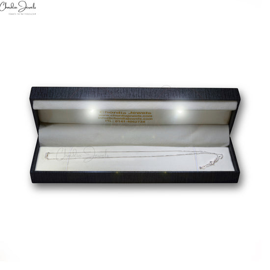 Diamond Dainty Necklace in 14K Solid White Gold For Valentine Gift