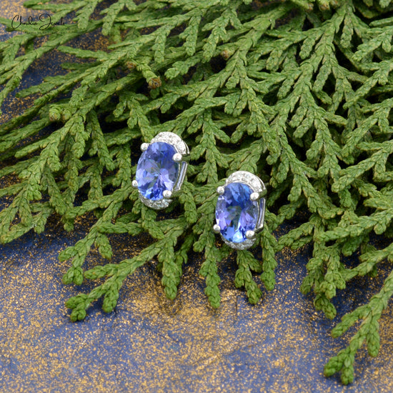 AAA Tanzanite Half Halo Earrings