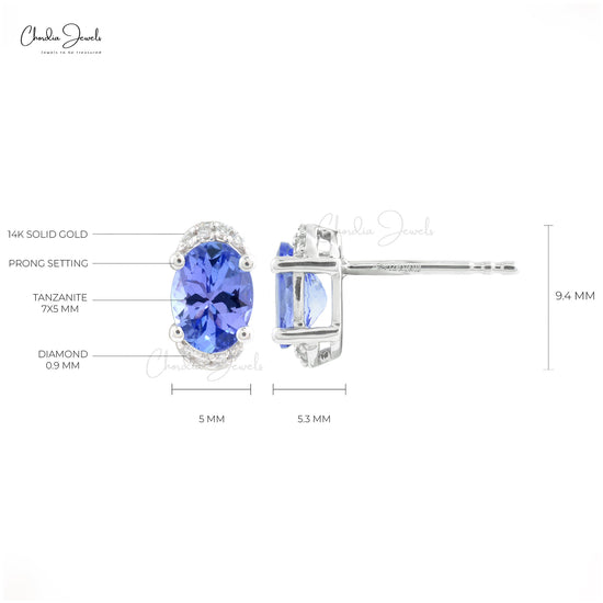 AAA Tanzanite Half Halo Earrings