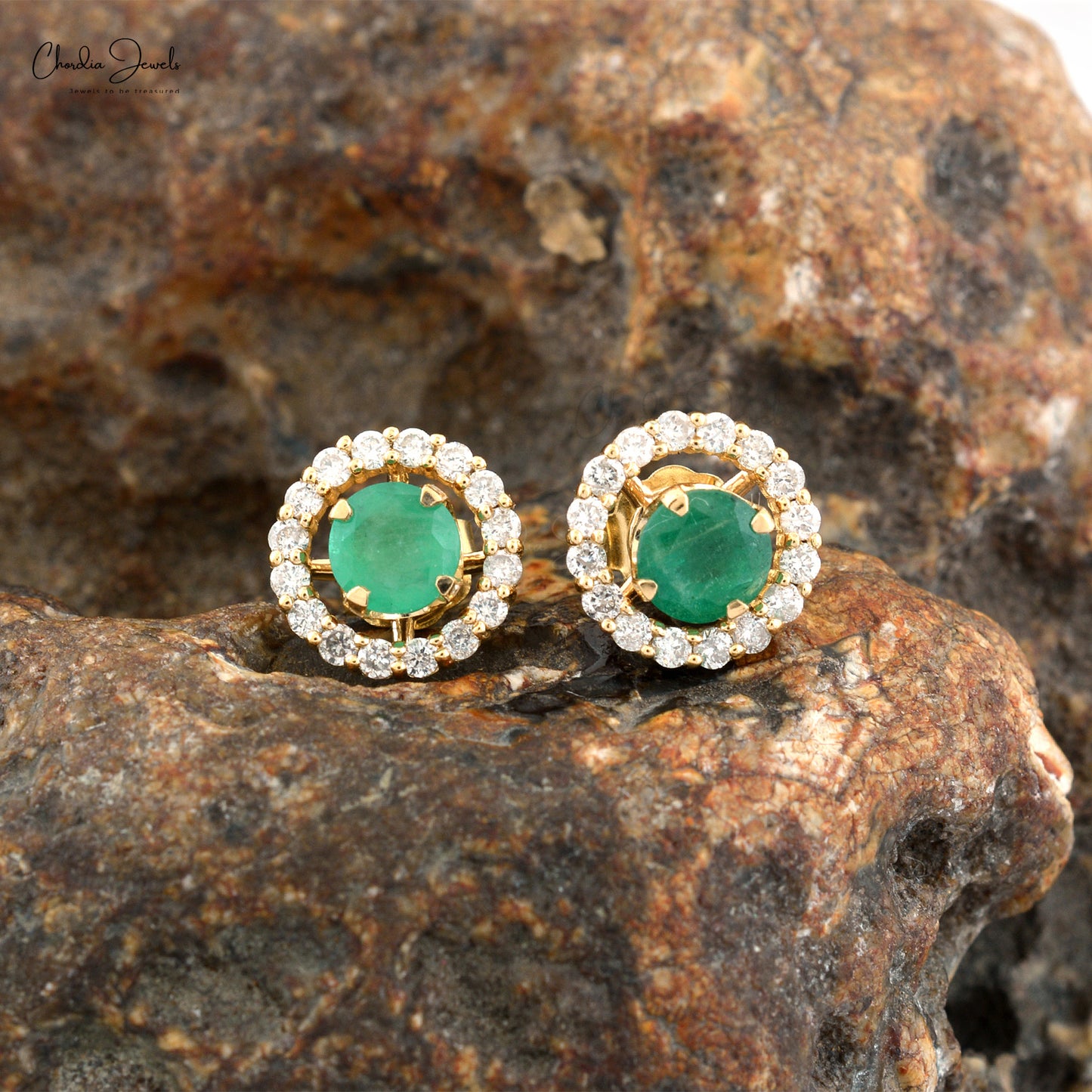 Load image into Gallery viewer, Real Emerald Detachable Earrings 4mm Brilliant Round Cut Gemstone Studs 14k Solid Yellow Gold Minimal Fine Jewelry For Daughter
