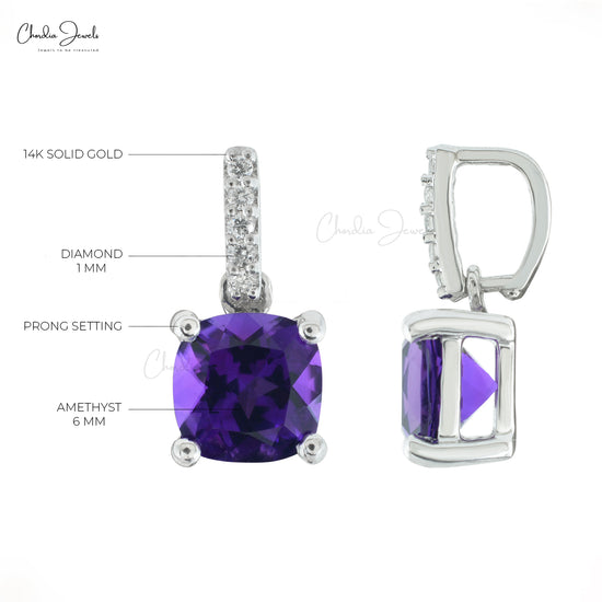 Load image into Gallery viewer, Natural Daimond Pendat With Amethyst
