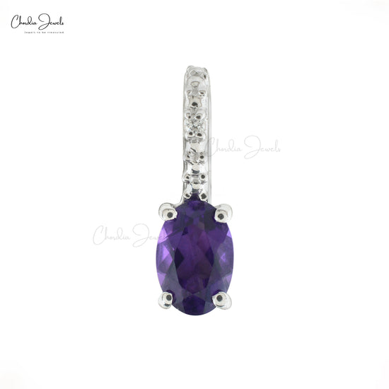 Natural Daimond Pendat With Amethyst