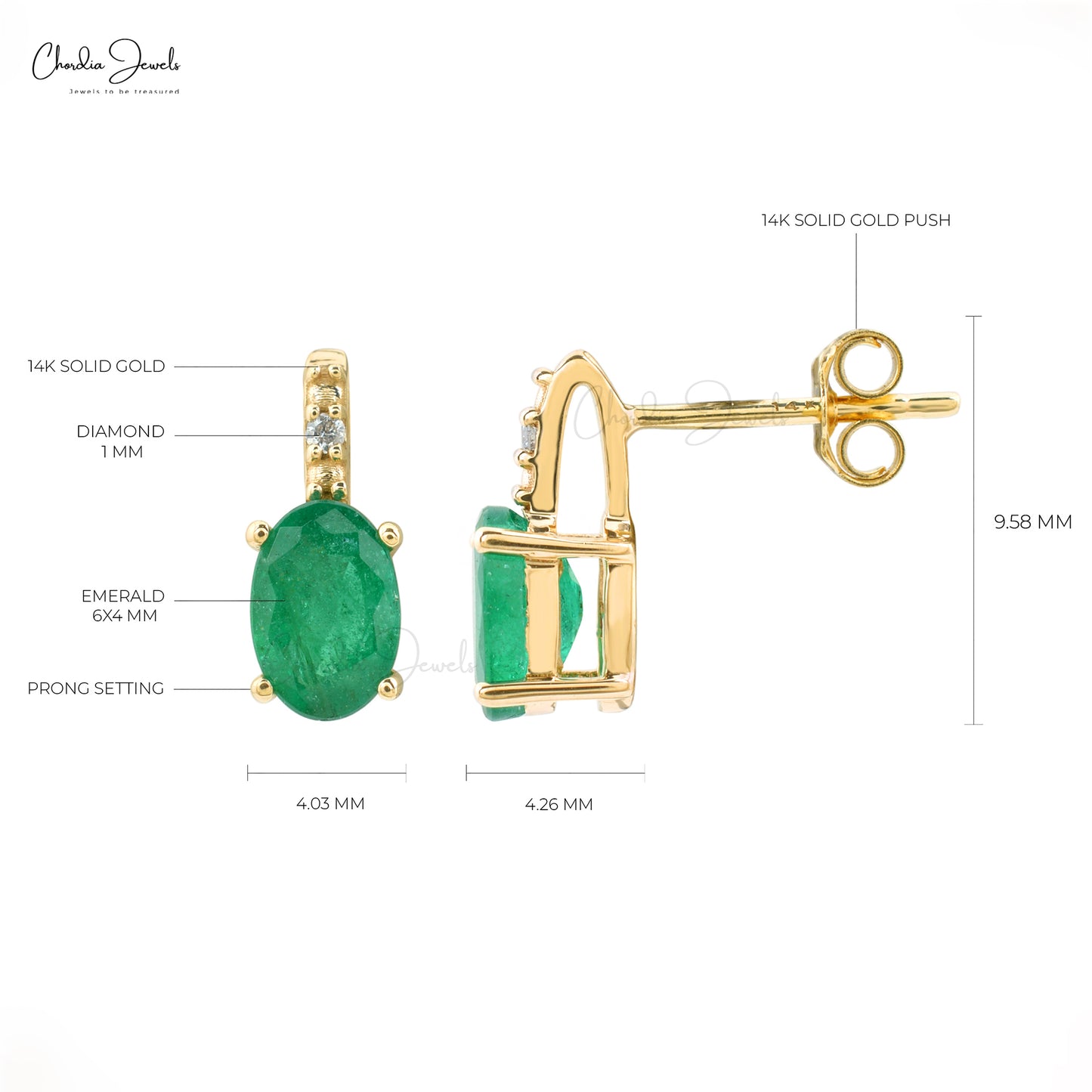 Find perfect finishing touch with our oval emerald earrings.