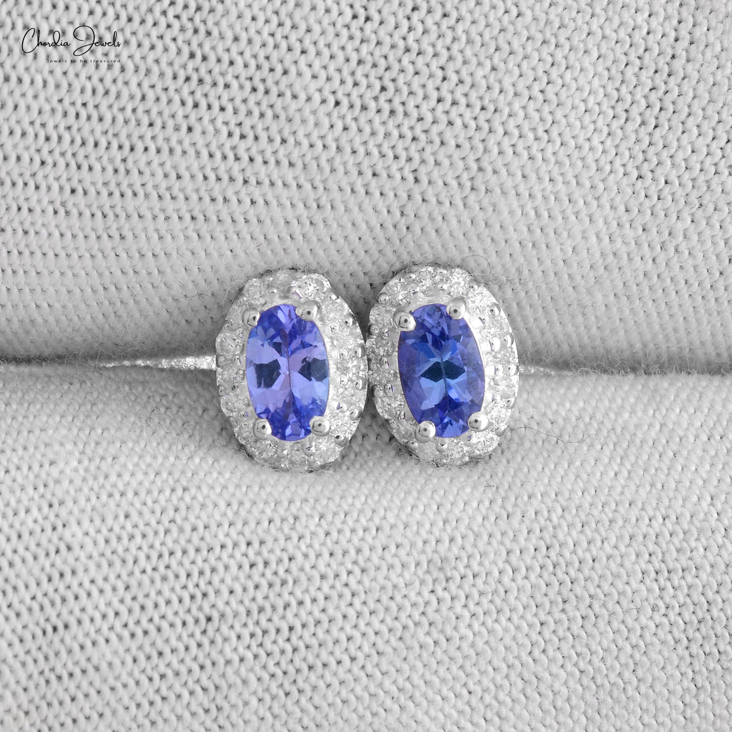 Buy Tanzanite Diamond Halo Earrings