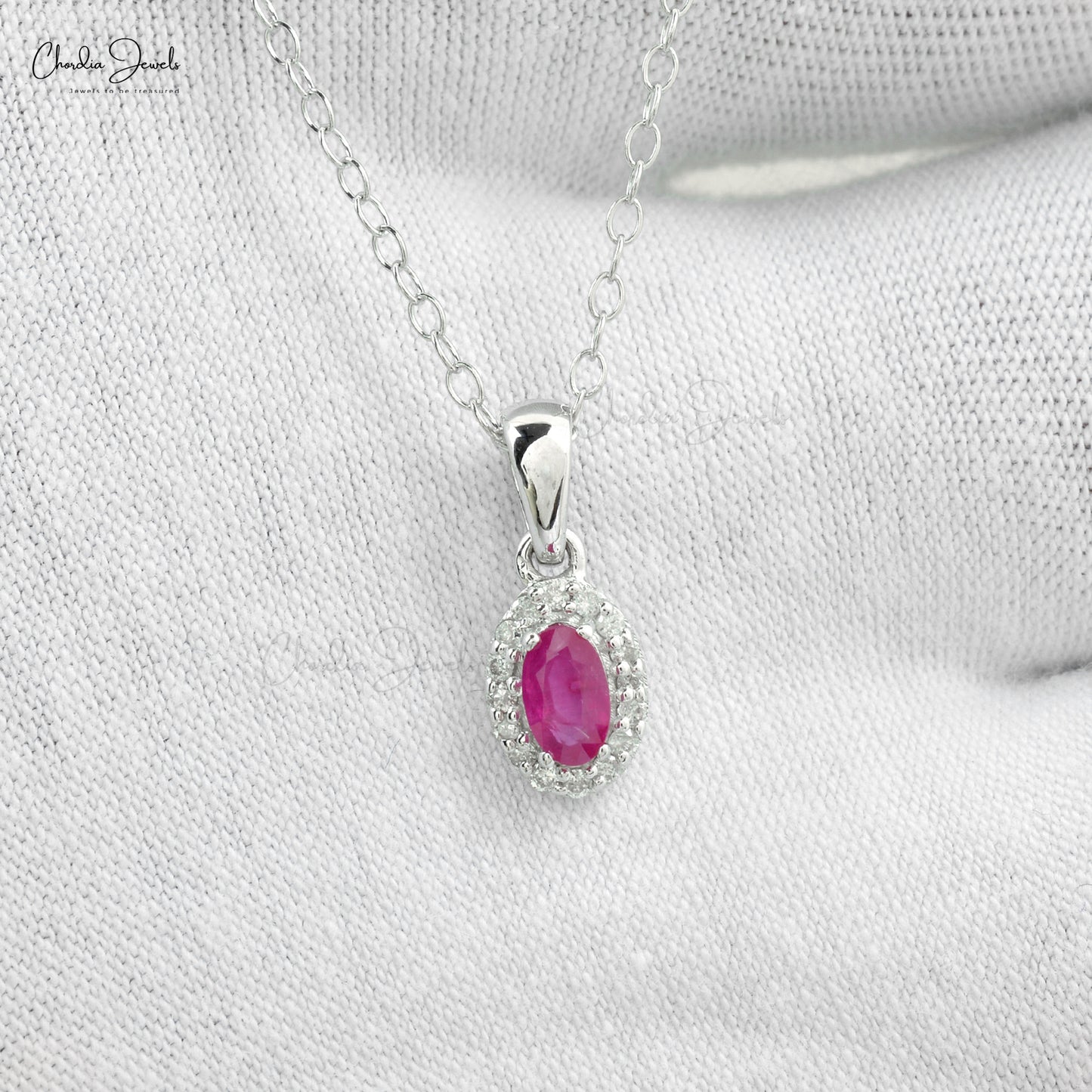 Minimalist Natural Diamond Halo Pendant 14k Real White Gold Dainty Necklace Pendant Genuine Red Ruby Gemstone Jewelry Bridesmaid Gift