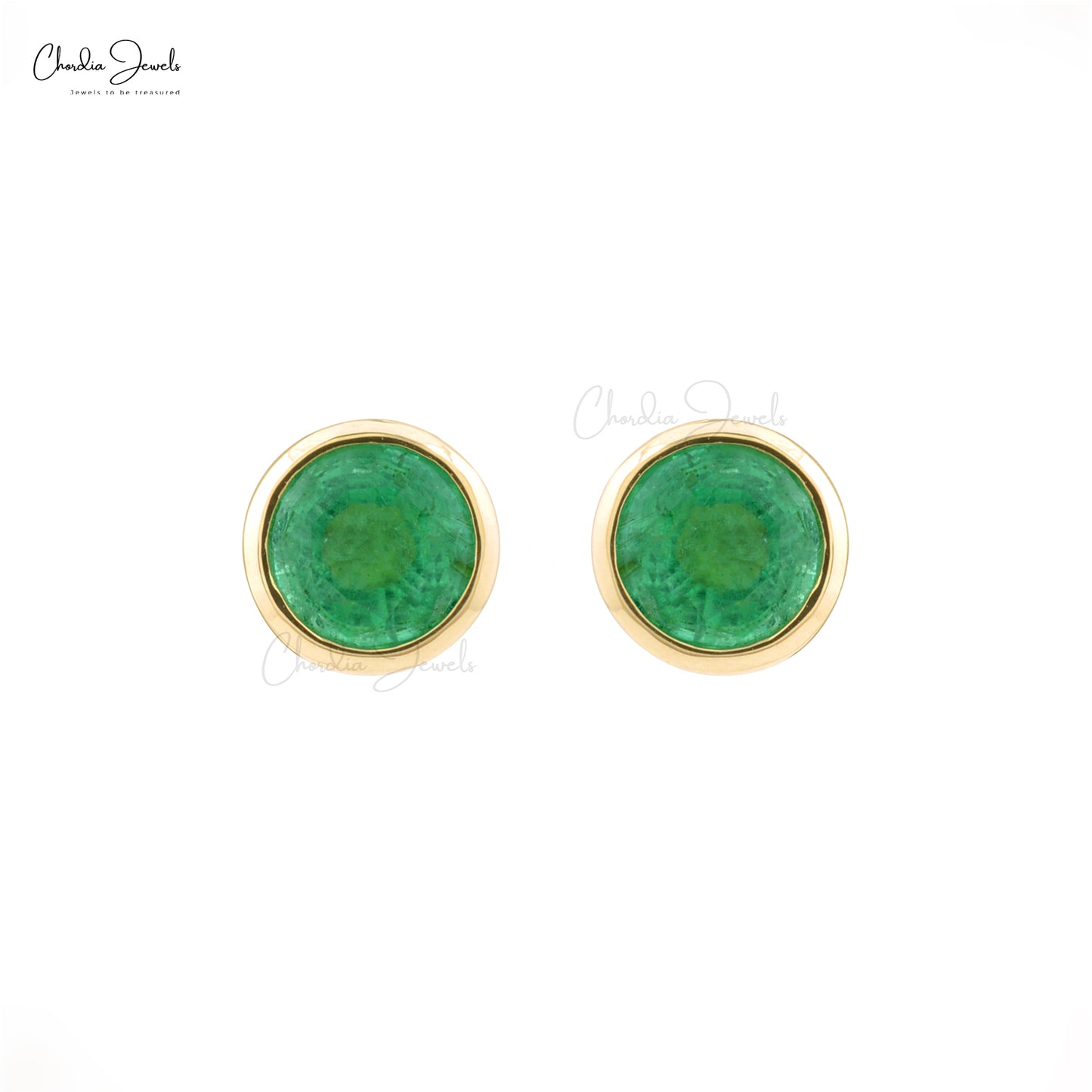 Natural Emerald 0.94Ct Oval cut Gemstone Solitaire Earrings 14k Real Yellow Gold Bezel Set Hallmarked Studs For Her Light Weight Jewelry