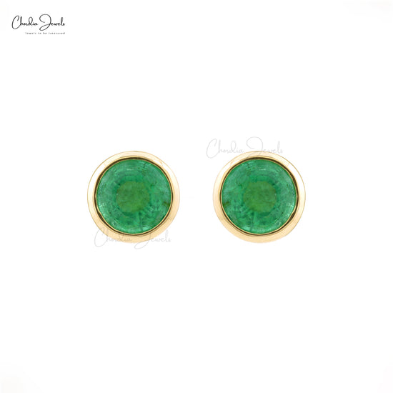 bezel set emerald earrings