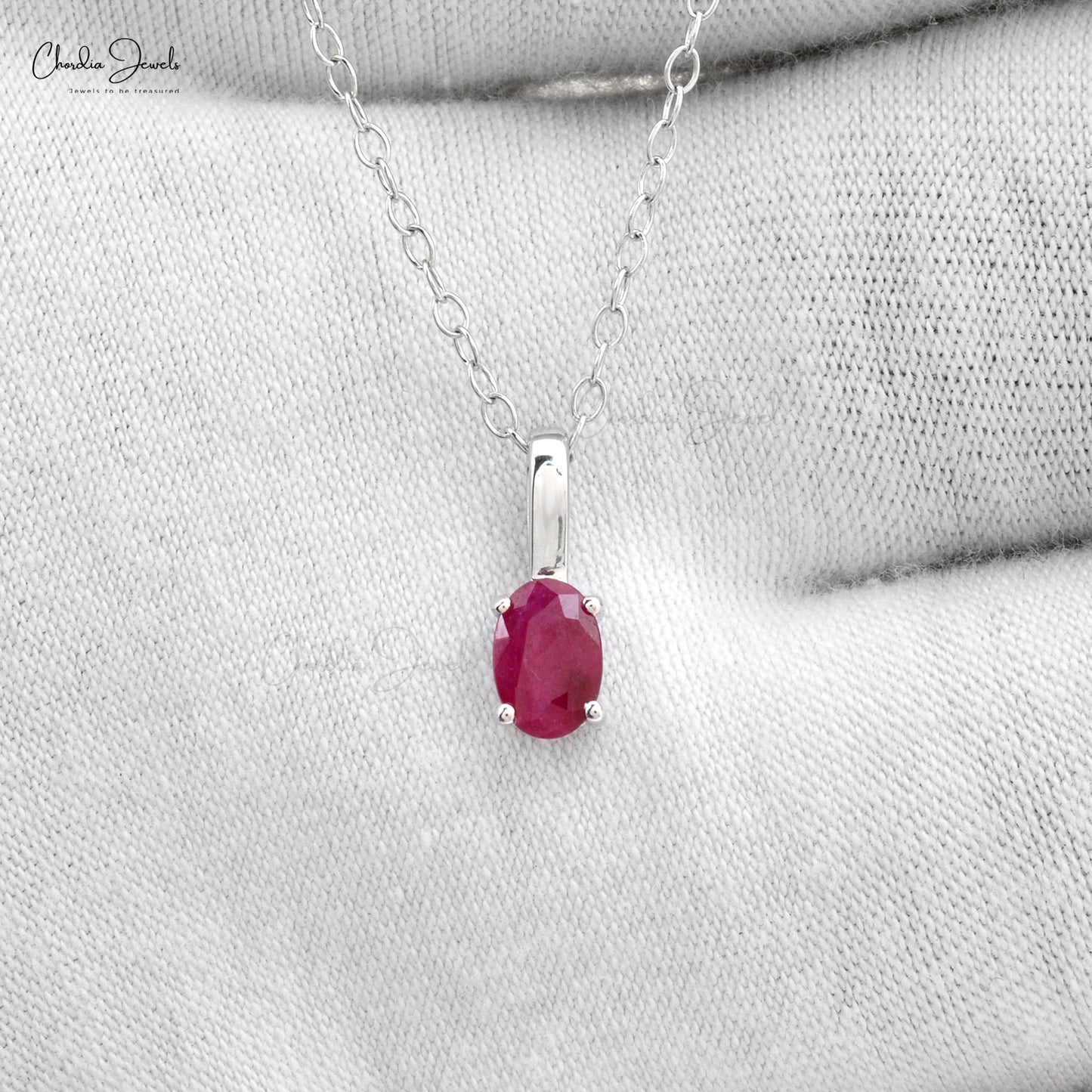 Load image into Gallery viewer, Pure 14k White Gold Female Elegant Oval Shape Natural Red Ruby Gemstone Pendant Necklace Gift For Bridal Beautiful Jewelry

