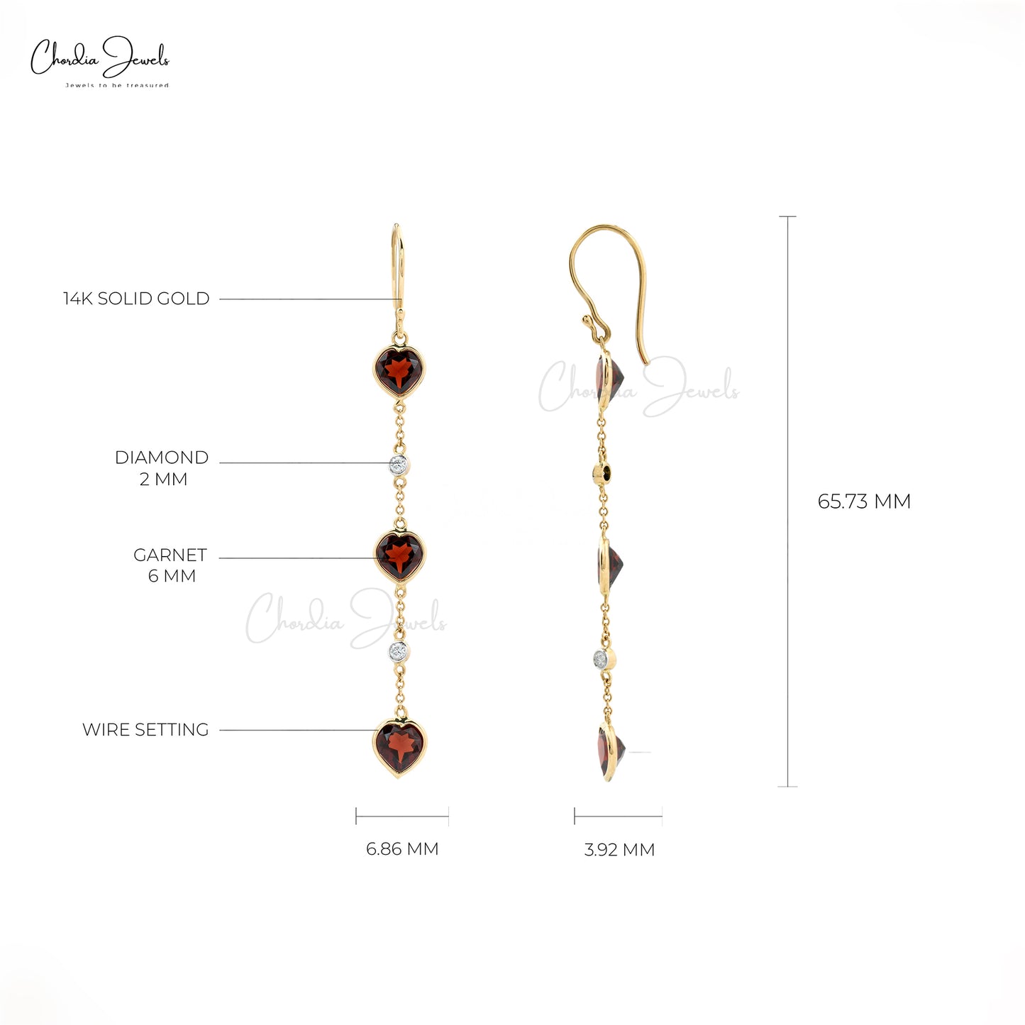 14k Solid Gold Fish Hook Gemstone Earrings