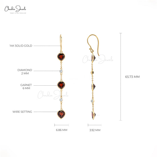 14k Solid Gold Fish Hook Gemstone Earrings