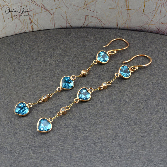 Load image into Gallery viewer, Swiss Blue Topaz Earrings
