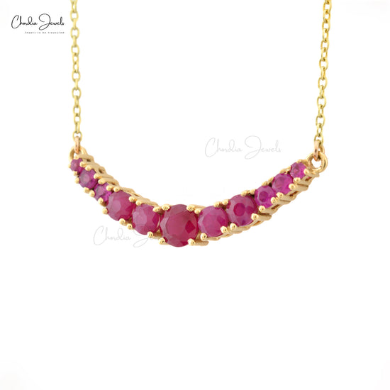 New Trendy Stylish Natural Red Ruby Statement Necklace Pendant For Women Real 14k Yellow Gold Jewelry Valentine's Day Gift