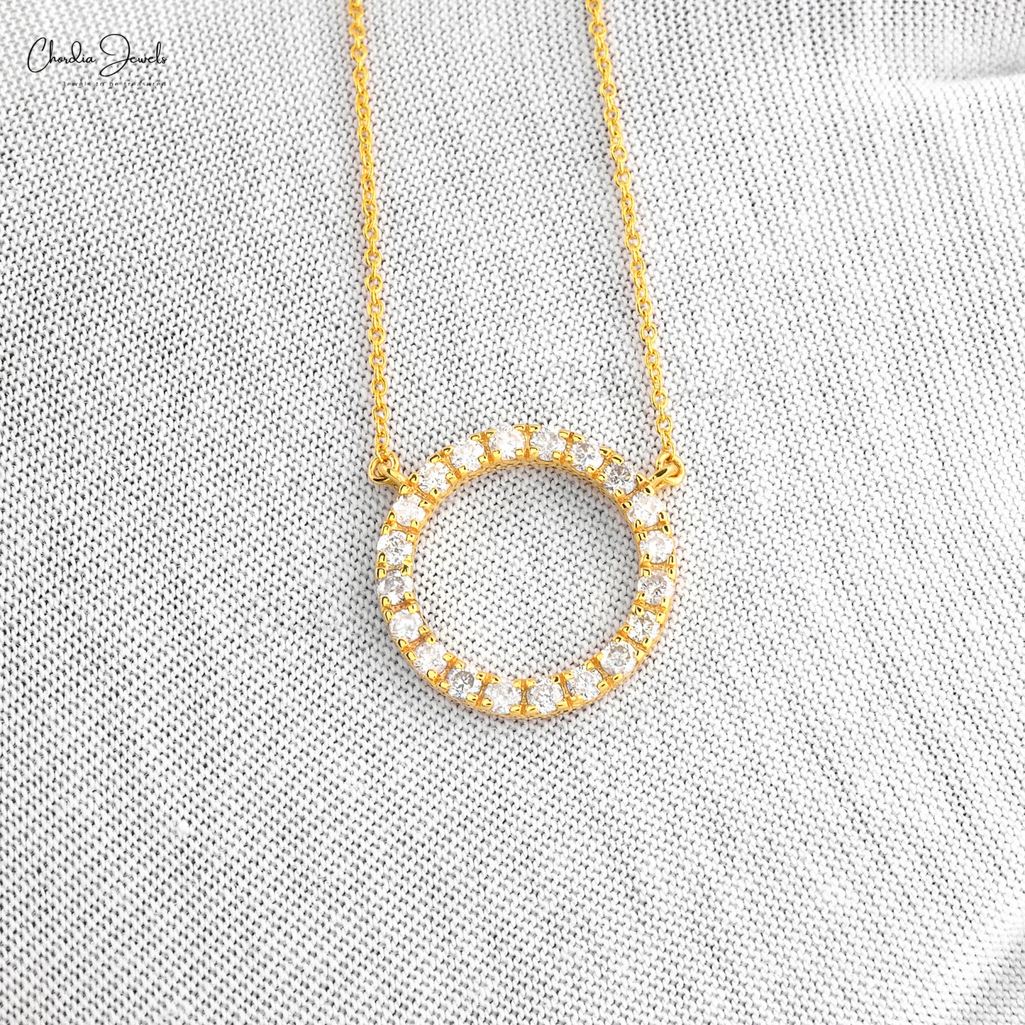 Load image into Gallery viewer, Classic Design Solid 14k Yellow Gold Round Circle Natural Diamond Necklace Pendant Engagement Necklace For Women Gifts Jewelry
