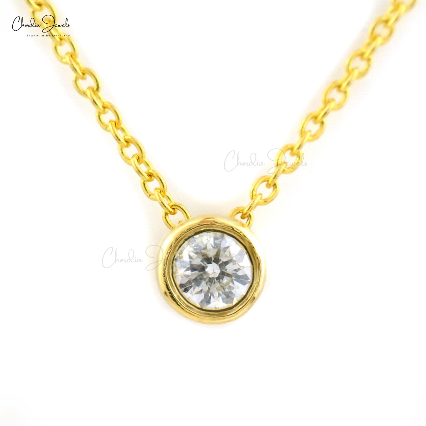 Certified Solitaire Diamond Necklace 0.1 ct. Yellow Gold
