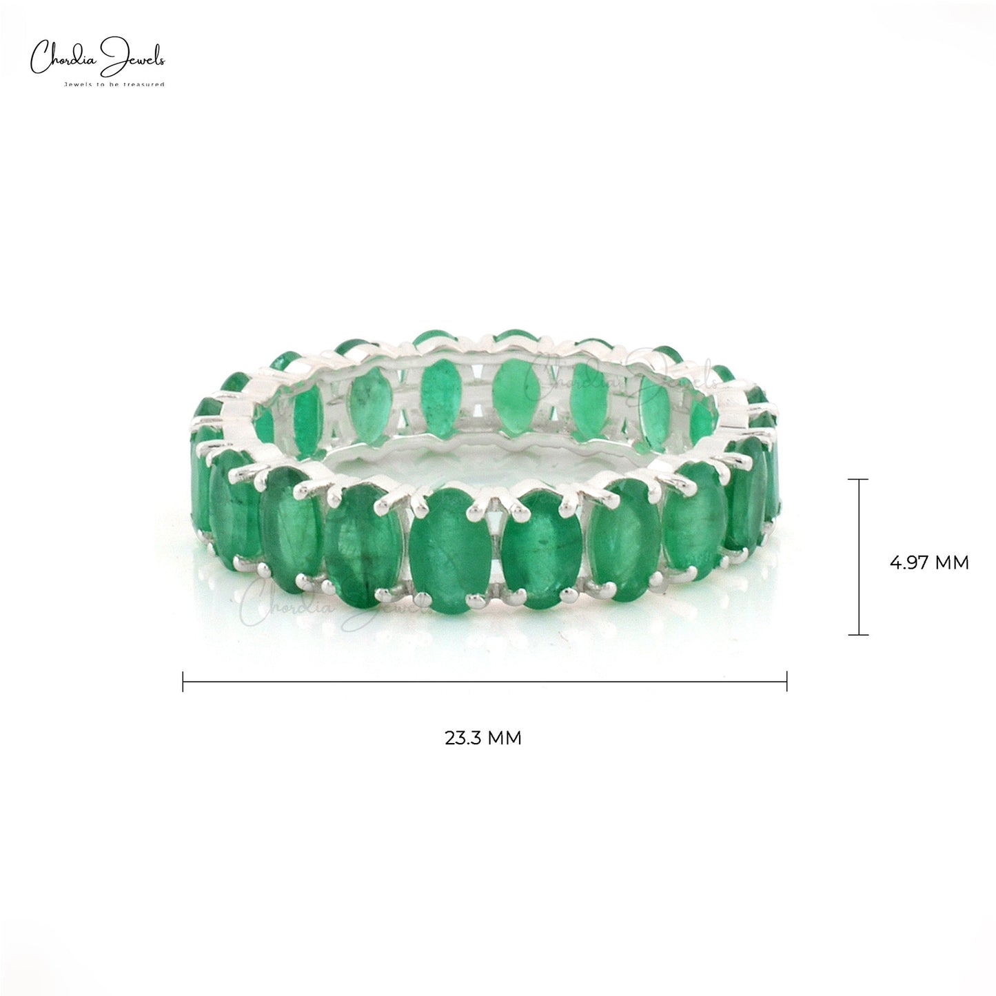 Emerald Eternity Band in14K White Gold.