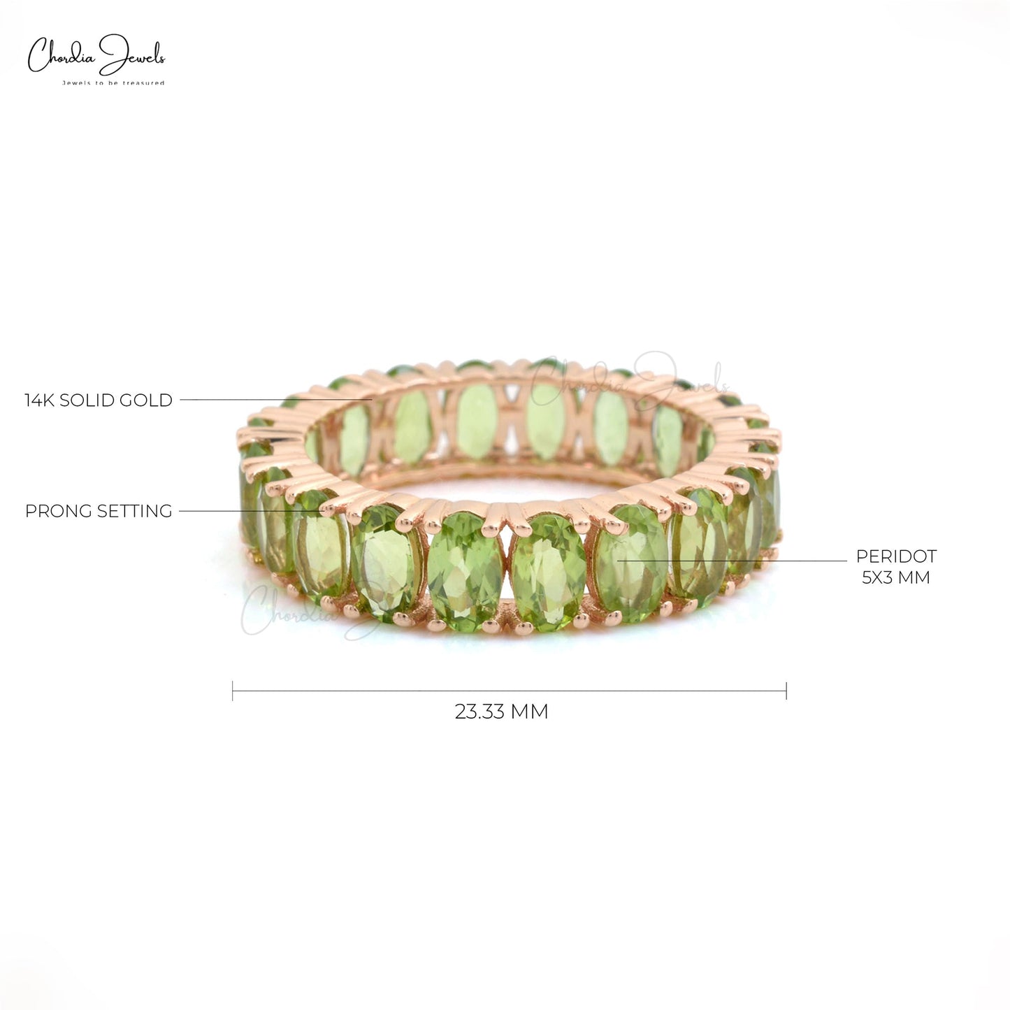 Load image into Gallery viewer, Genuine Peridot Eternity Band 5x3mm Oval Cut Gemstone 14k Solid Rose Gold Eternity Ring August Birthstone For Her
