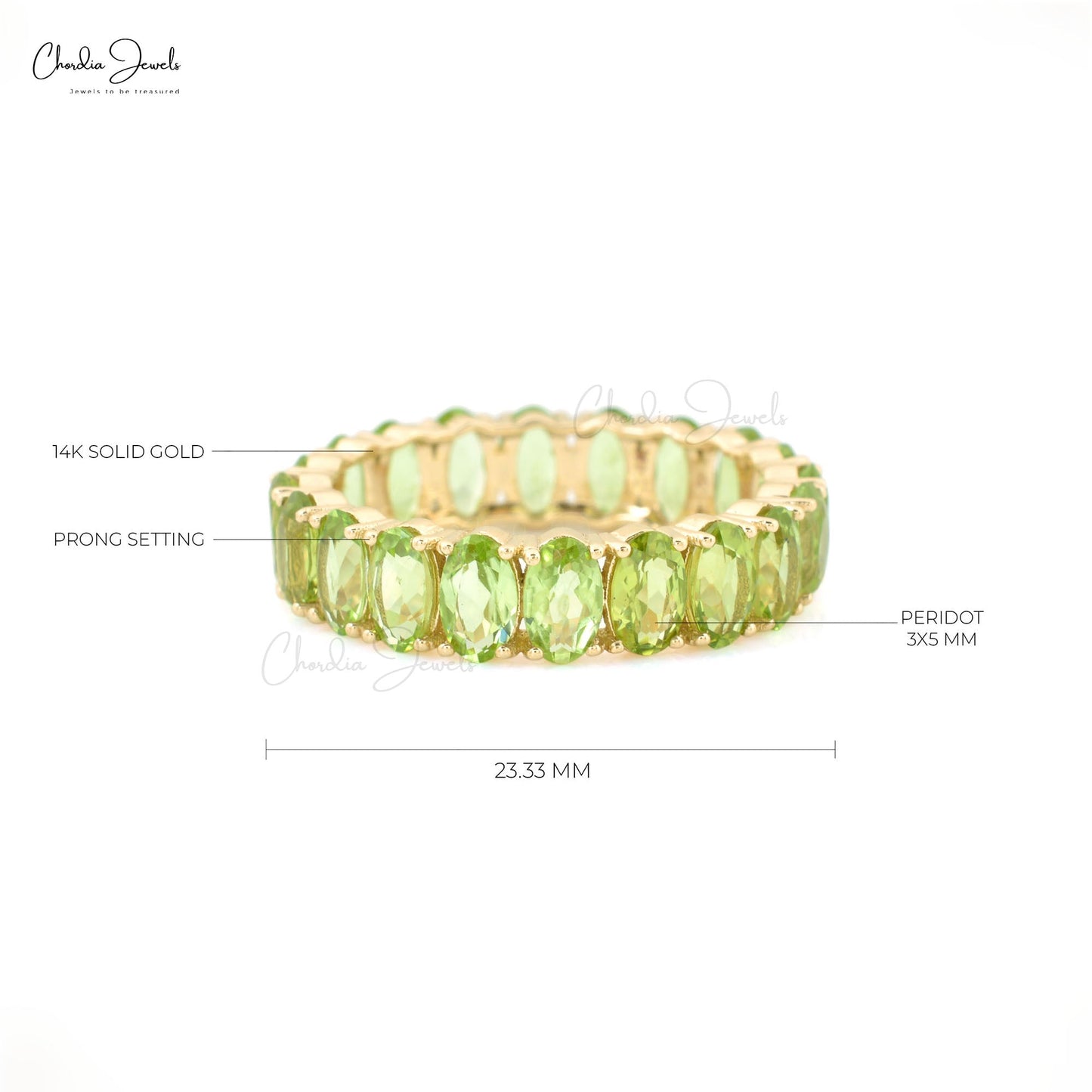 Natural Peridot Ring, 14k Solid Yellow Gold Peridot Band, August Birthstone Eternity Band Ring, 5 Carat Natural Gemstone Wedding Ring, 5x3mm Oval Cut Anniversary Ring For Her