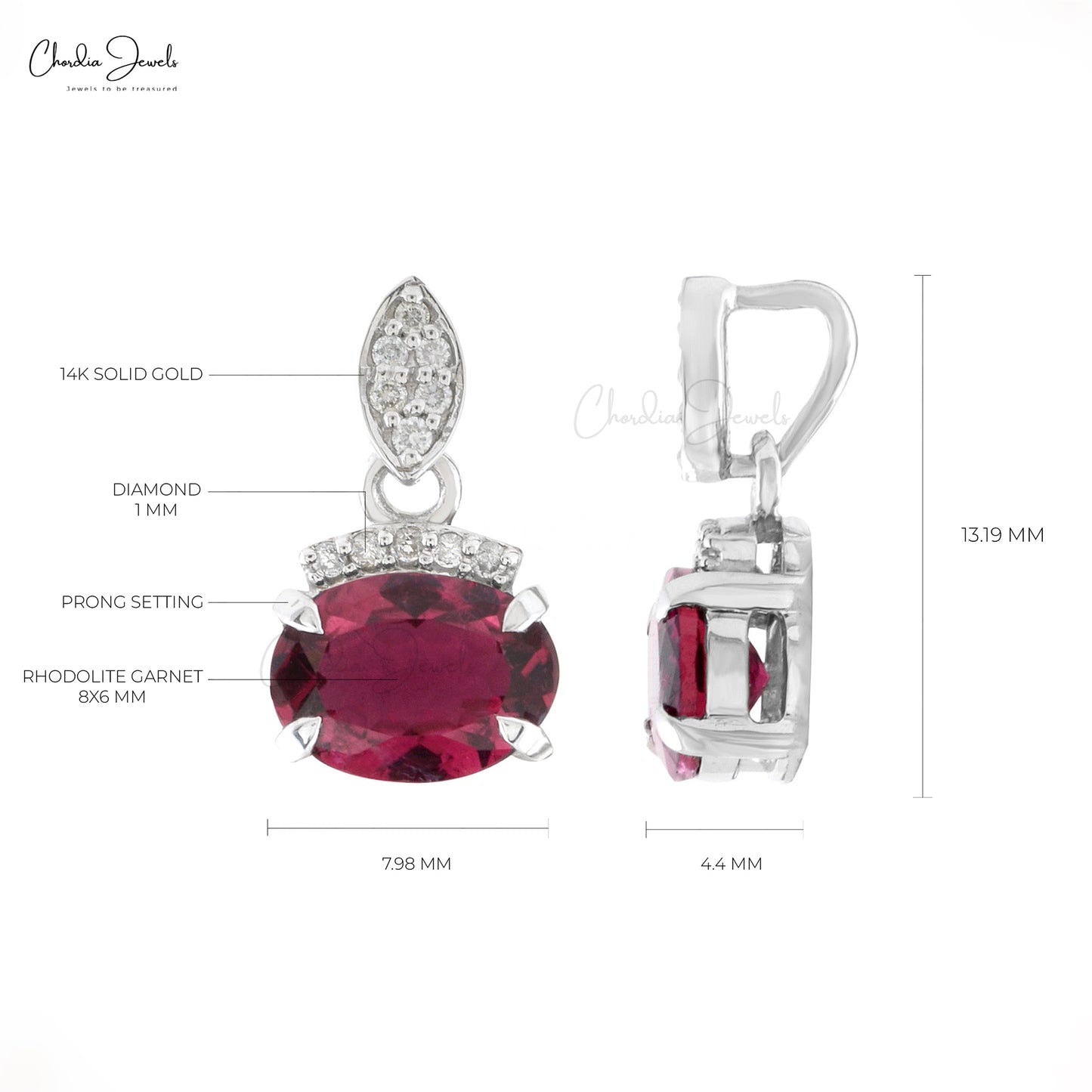 Rhodolite Garnet Dainty Pendants