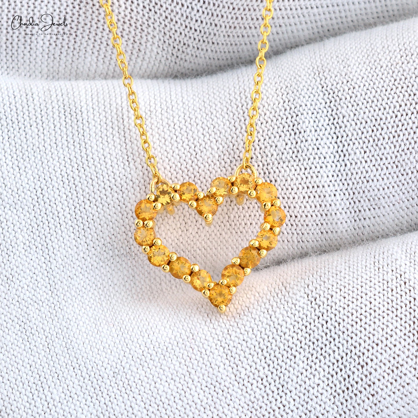 Load image into Gallery viewer, Heart Shaped Natural Citrine Necklace Pendant For Women Unique Style Gemstone Pendant Real 14k Yellow Gold Jewelry Gift For Love
