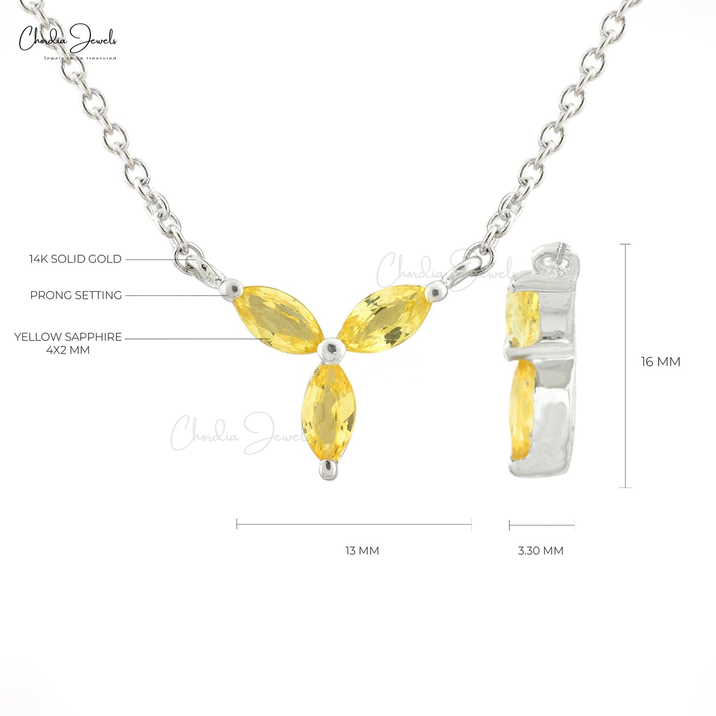 Genuine Yellow Sapphire Necklace