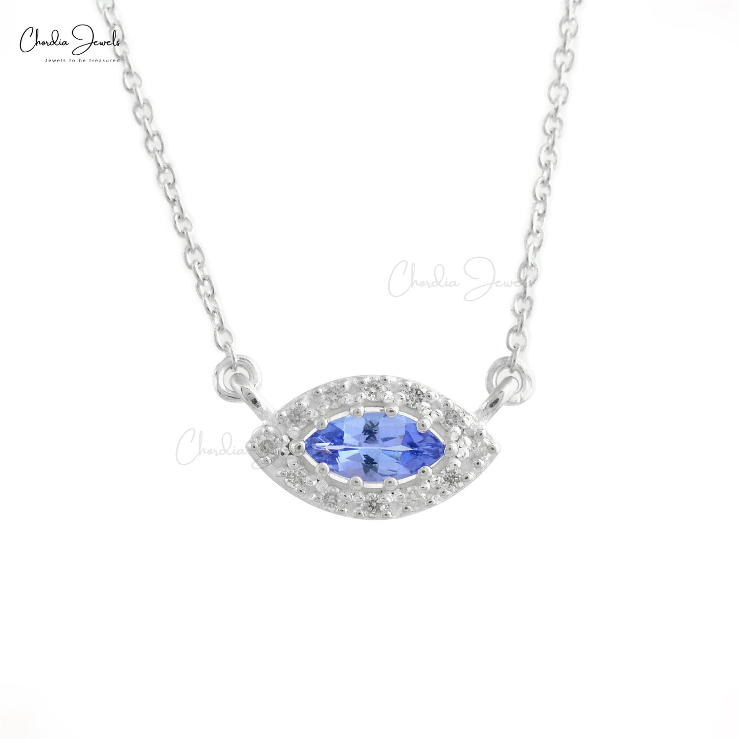 Blue Tanzanite Halo Necklace