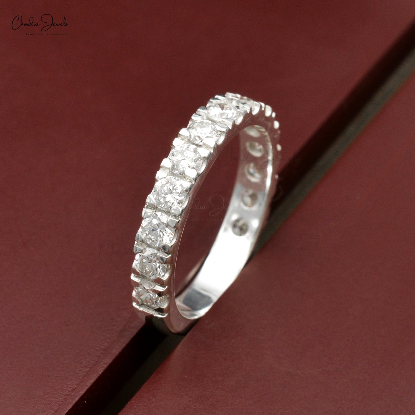 Certified Natural Diamond Eternity Band Pave Round Diamond Eternity Anniversary Ring Real 14k White Gold Light Weight Jewelry For Beloved