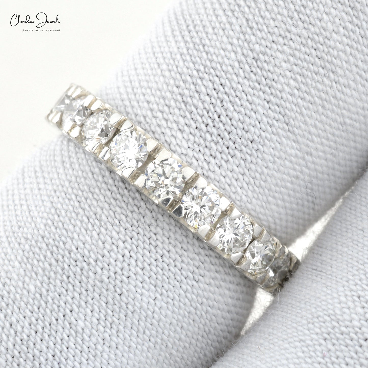 Certified Natural Diamond Eternity Band Pave Round Diamond Eternity Anniversary Ring Real 14k White Gold Light Weight Jewelry For Beloved