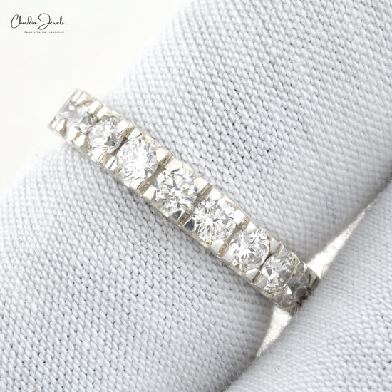 Certified Natural Diamond Eternity Band Pave Round Diamond Eternity Anniversary Ring Real 14k White Gold Light Weight Jewelry For Beloved