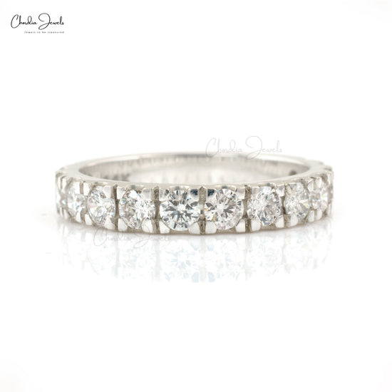 Dainty Eternity Wedding Band With 3mm G-H Diamond 14k Real White Gold Light Weight Ring