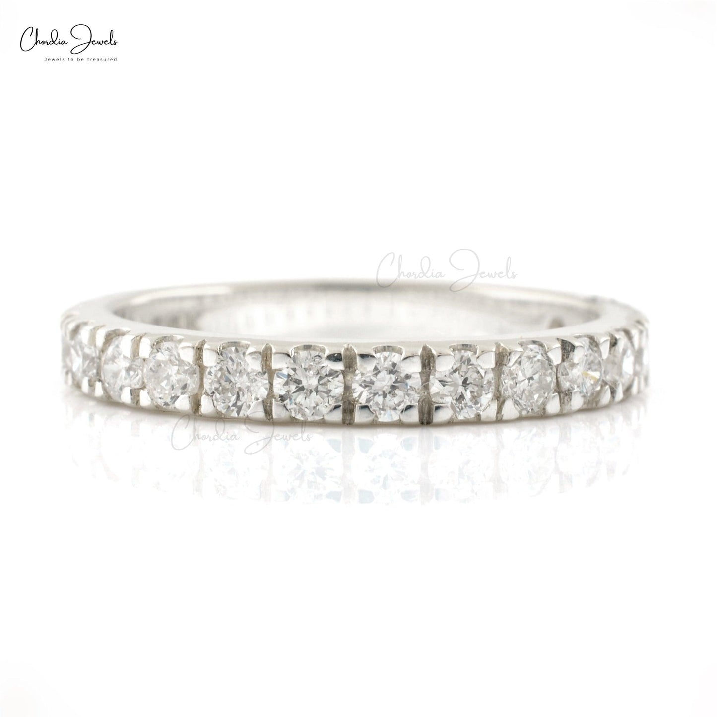 0.78 Carat SI/H-I Quality White Diamond Half Eternity Band - Chordia Jewels