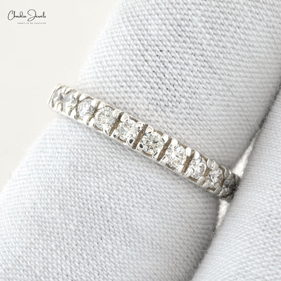 Load image into Gallery viewer, New Arrival Luxury Natural Certified Diamond Eternity Rings Real 14k White Gold Wedding Band Rings Birthday Gift For Mother and Sister
