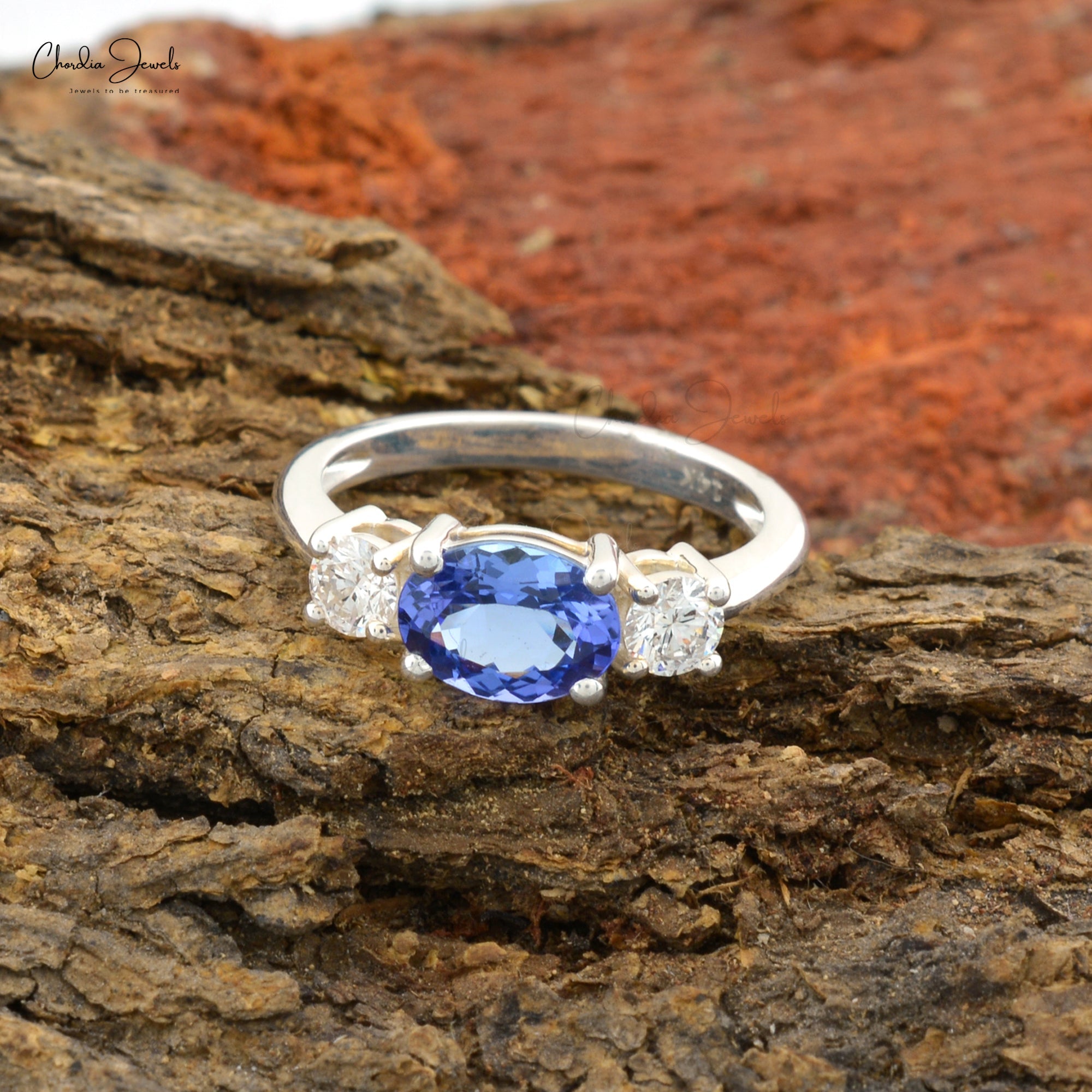 Shop Diamond Accented 3-Stone Real Tanzanite Rings