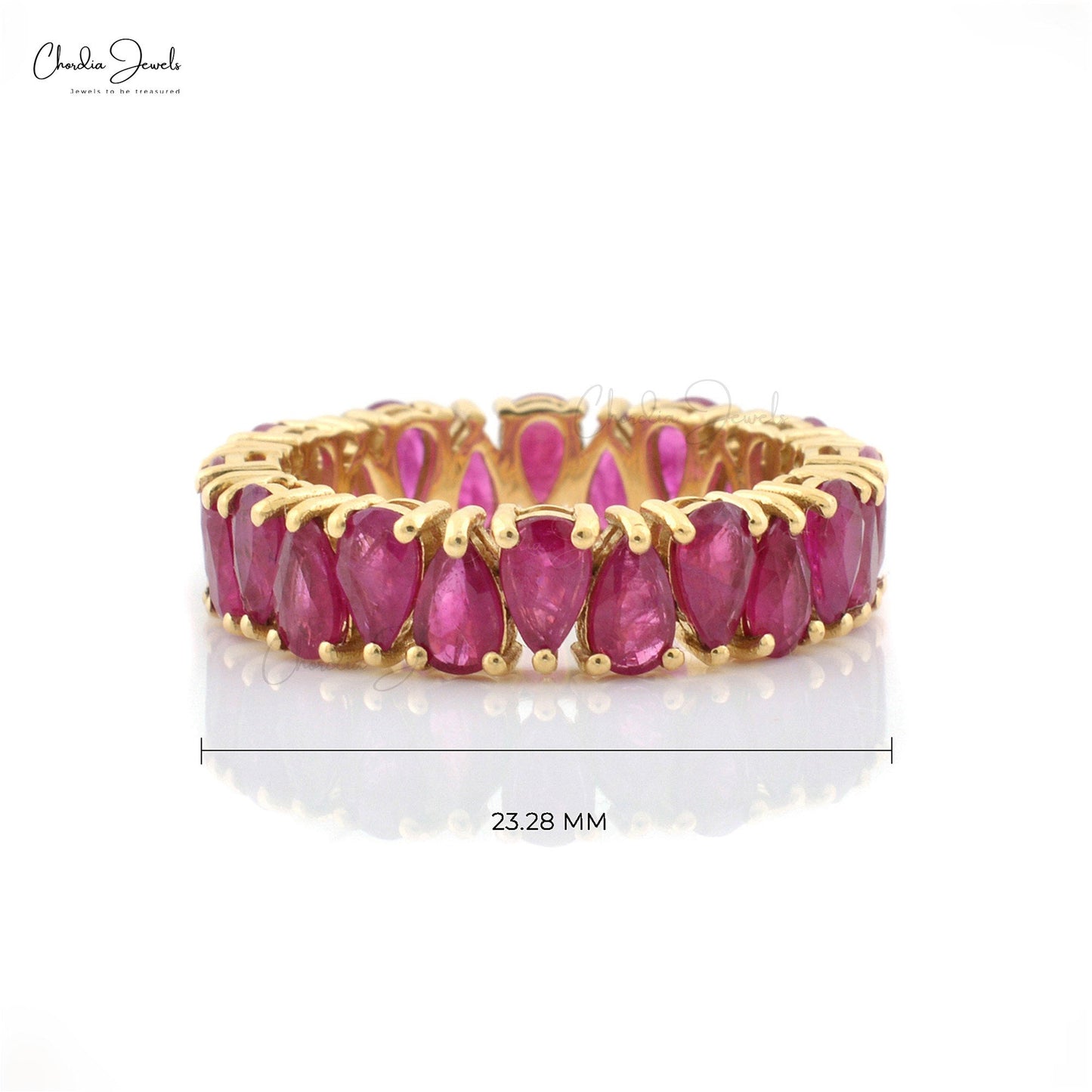 Load image into Gallery viewer, 5x3 mm Ruby Eternity Band Ring, Pear Cut Gemstone, Ruby Ring in 14k Solid Gold
