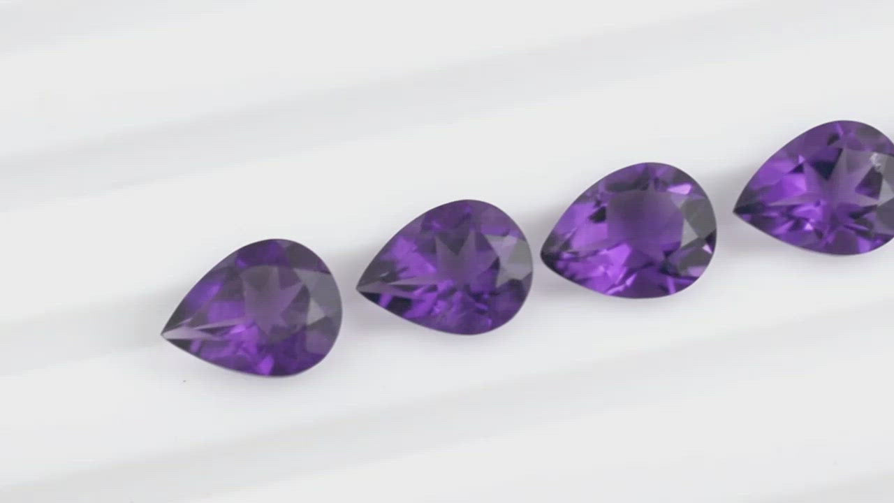 Load and play video in Gallery viewer, pear-cut amethyst loose gemstone 
