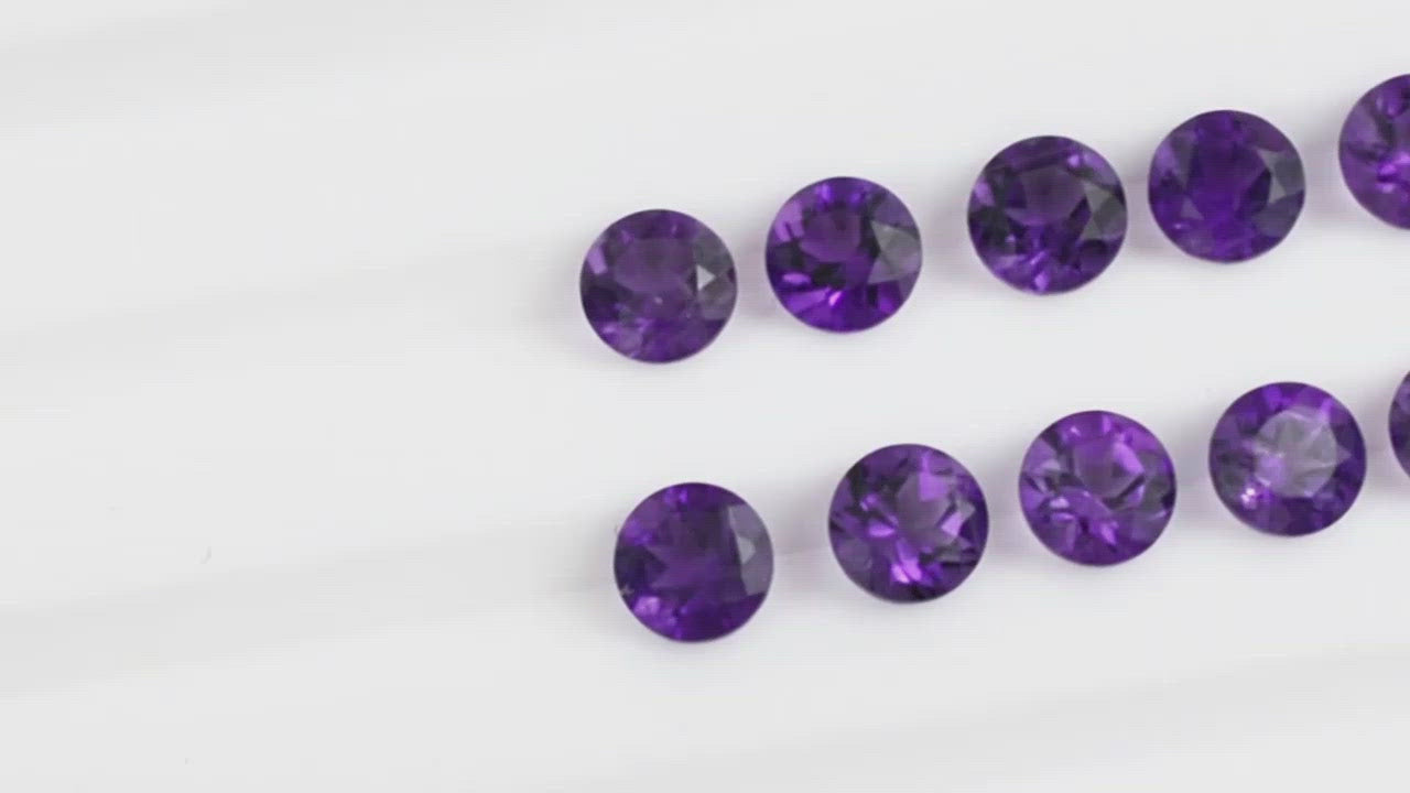 Load and play video in Gallery viewer, Round-Cut Amethyst loose Gemstone
