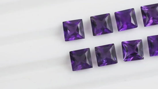 Load and play video in Gallery viewer, square-cut amethyst loose gemstone 
