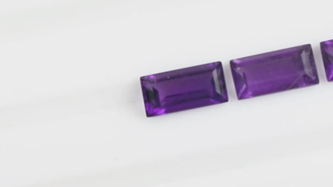 Load and play video in Gallery viewer, baguette cut amethyst loose gemstone 
