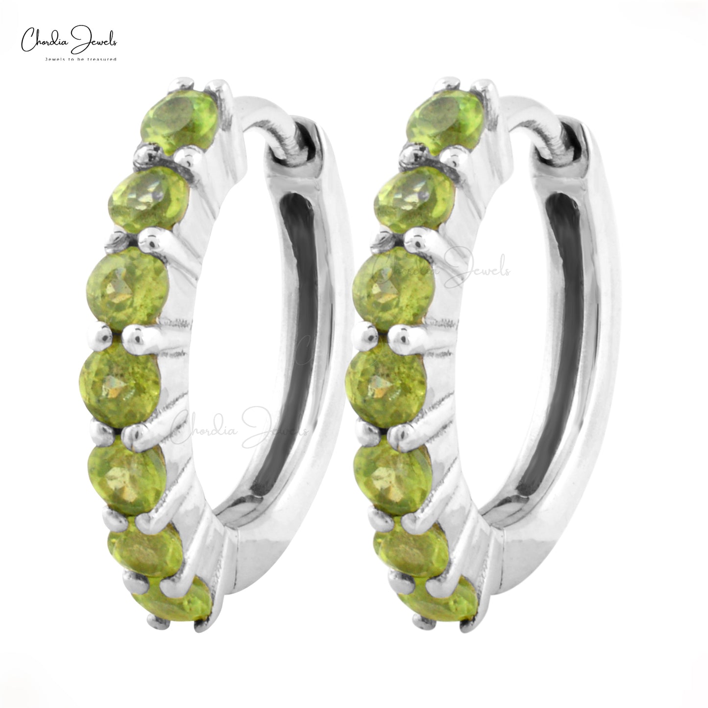 Natural Peridot 925 Silver Hoop Earring For Women