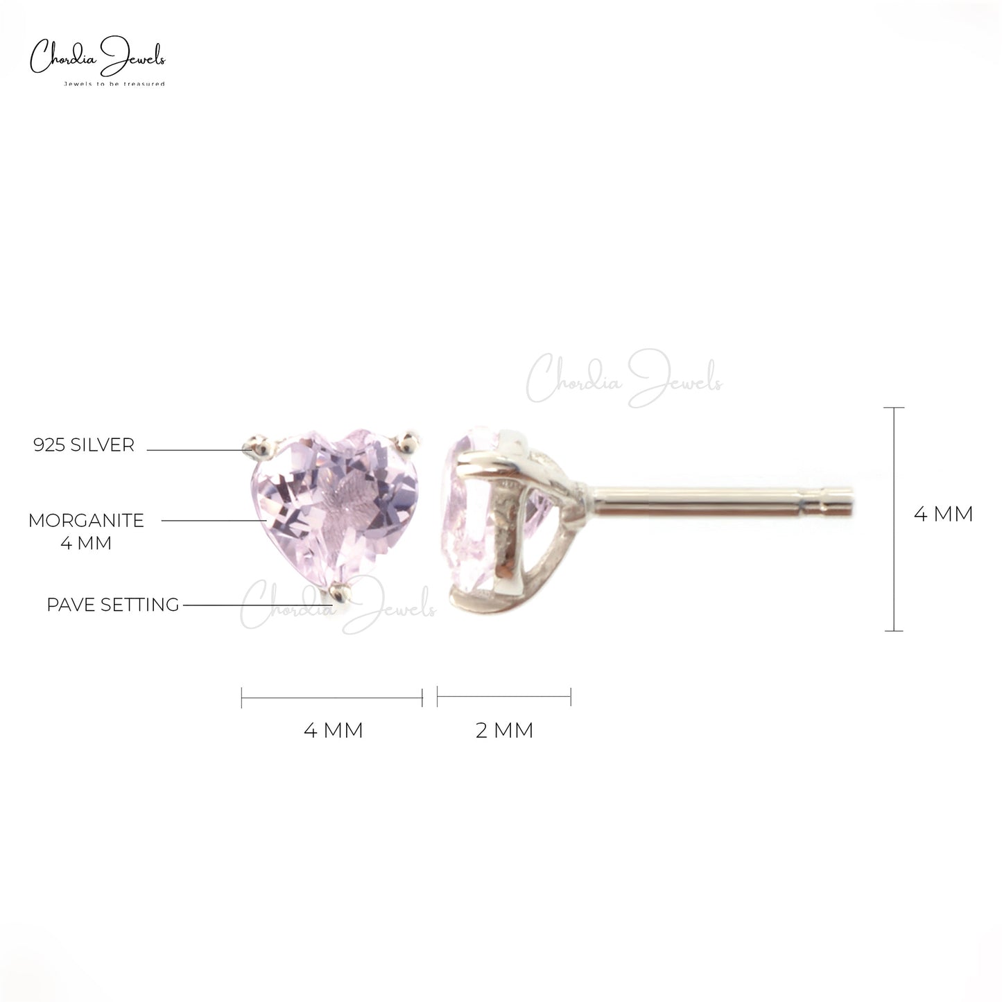 925 Sterling Silver Prong Set Studs At Wholesale Price Natural Morganite Stud Push Back Earrings For Gift