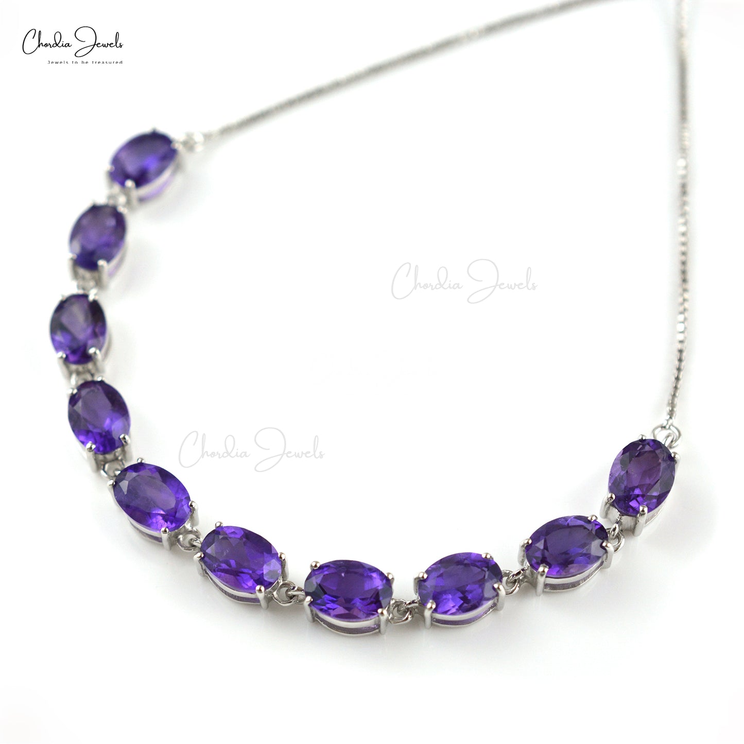 Genuine Amethyst Tennis Silver Bracelet High Quality Jewelry 7X5MM