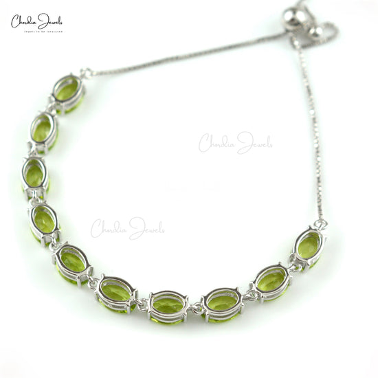 Sterling Silver Green Peridot Bracelet 7 Gemstone: 31941690294341